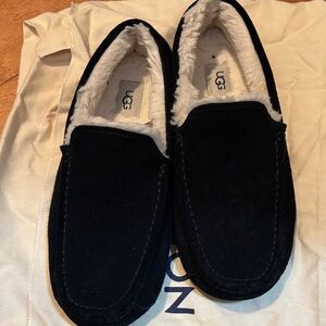 UGG Men's Black House Loafers with Plush Lining